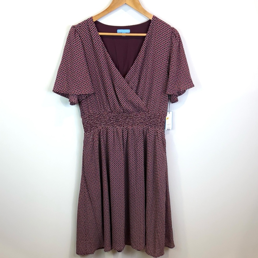 NWT Draper James Elegant Burgundy Patterned Dress size M